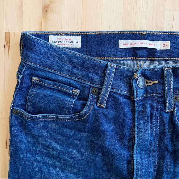 Levi’s Mile High Super Skinny High-Waisted Blue Jeans Size 27 - Picture 4 of 4